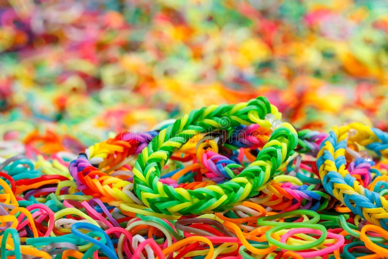 Colorful Rainbow loom bracelet rubber bands fashion close up, Stock Photo,  Picture And Low Budget Royalty Free Image. Pic. ESY-020345388