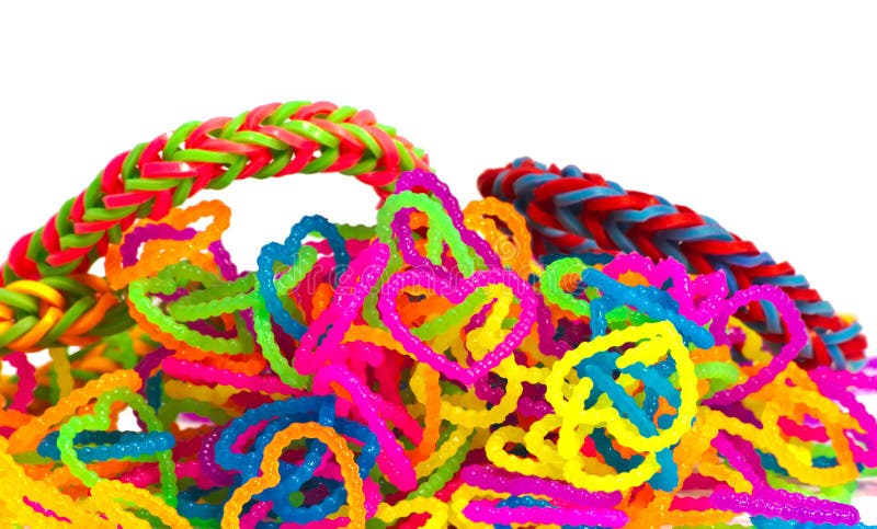 Colorful Rainbow Loom Bracelet Rubber Bands Fashion Stock Photo