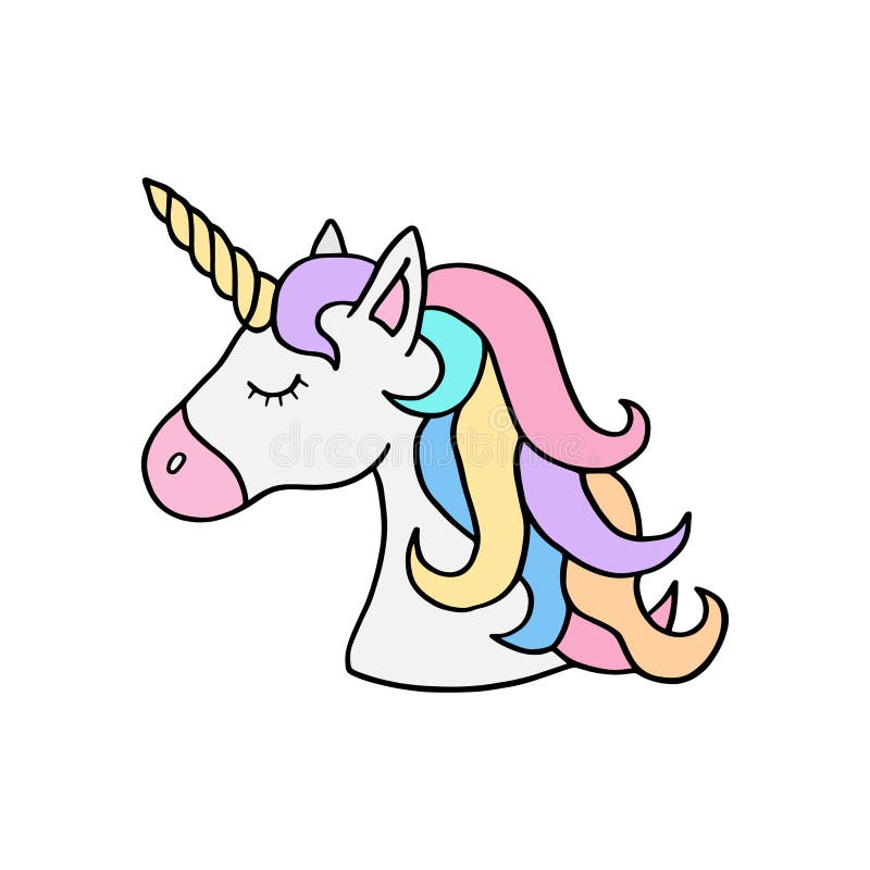 Colorful Rainbow Unicorns Head Illustration Stock Vector