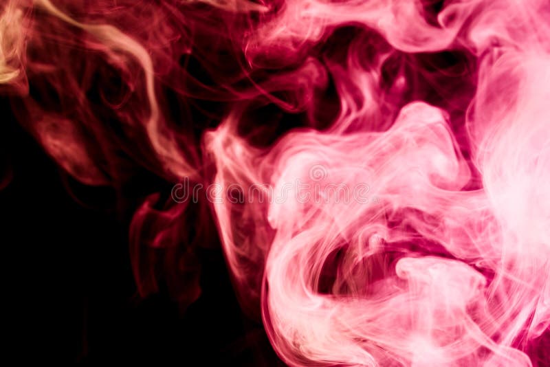 Colorful red smoke on a black isolated background. Background from the smoke of vape