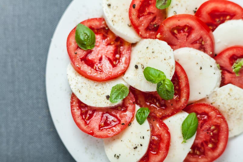 Colorful red and white Italian Caprese salad