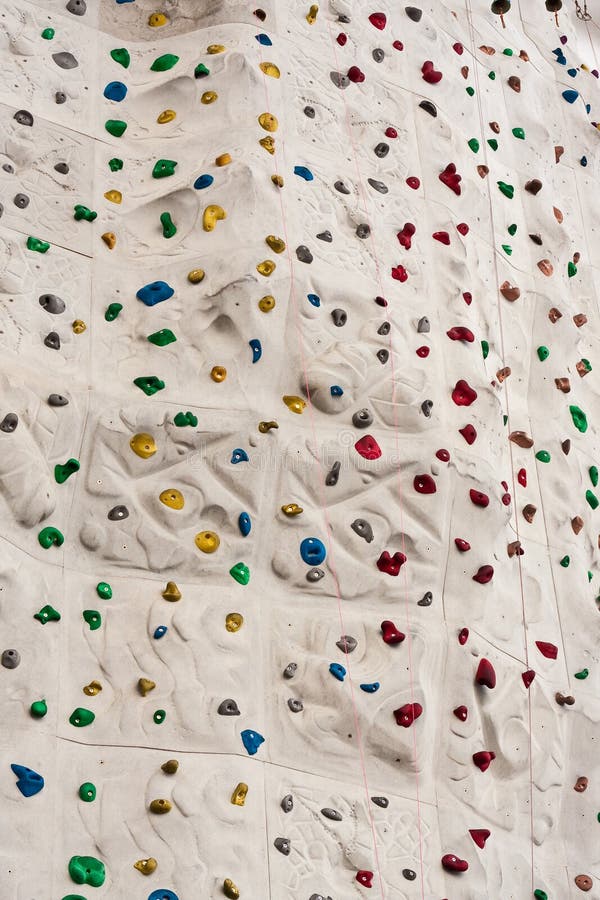 Colorful Rock Climbing Wall with Ropes Stock Image Image of skill