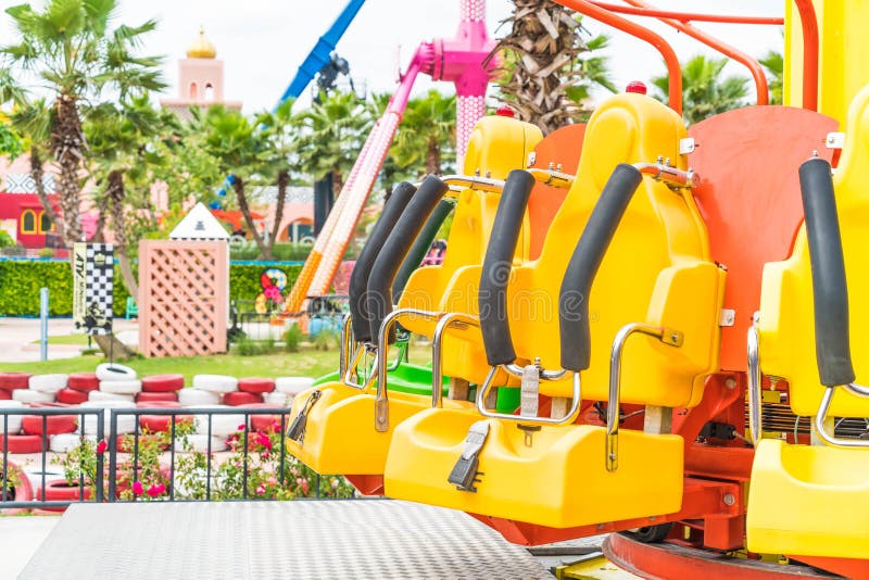 Colorful Roller Coaster Seats at Amusement Park Stock Image Image of seats, circle 97494623
