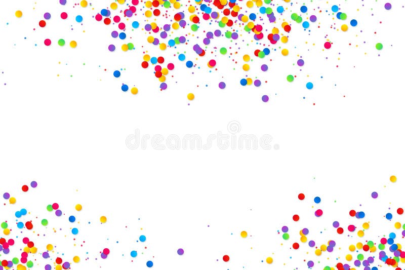 Colorful round confetti frame isolated on white background