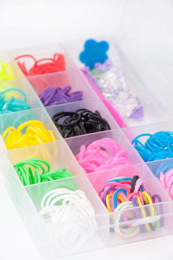 Colorful Rubber Bands in the Plastic Box Stock Photo Image of cover
