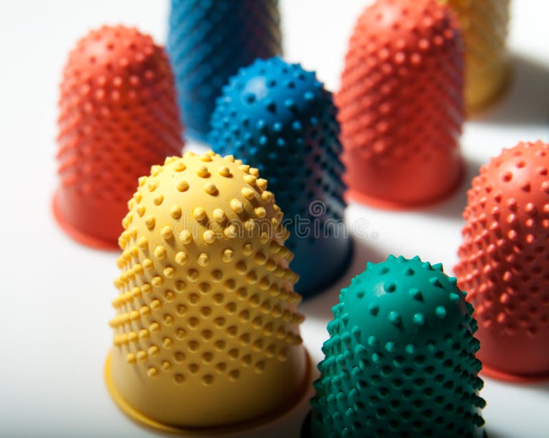 Colorful, Rubber Thimbles stock photo. Image of needle 29495422