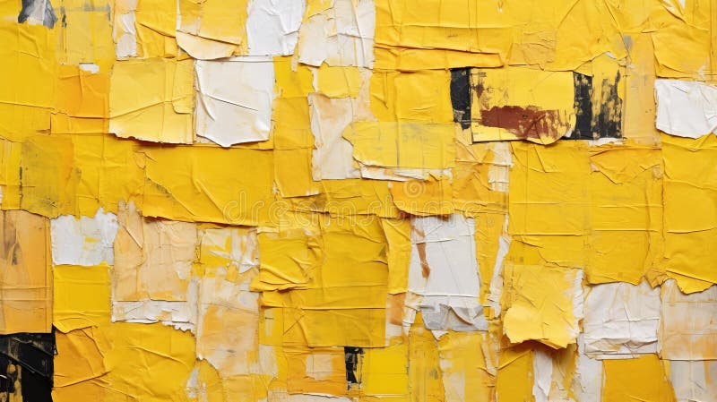 Colorful Rustic Abstraction: A Close-up Of A Painted Wall Covered With Papers stock illustration