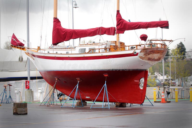 Colorful Sailboat in Dry Dock