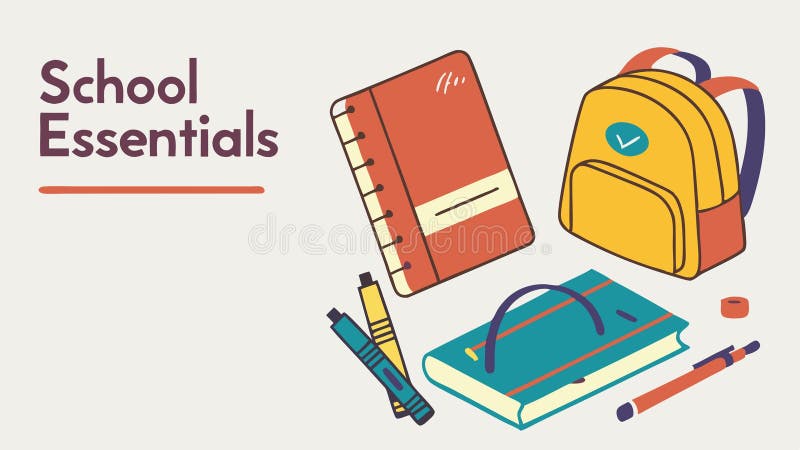 Colorful School Essentials with Books and Backpack Vector Graphic, vector design Generative AI vector illustration