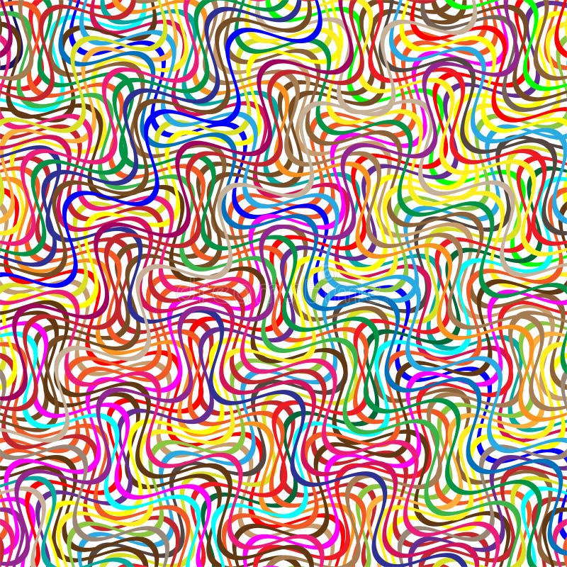 Colorful scribble, cross hatch geometric lines pattern. Intersecting zig-zag, squiggle lines multicolor background. Interlocking stock illustration