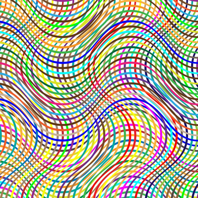 Colorful scribble, cross hatch geometric lines pattern. Intersecting zig-zag, squiggle lines multicolor background. Interlocking vector illustration