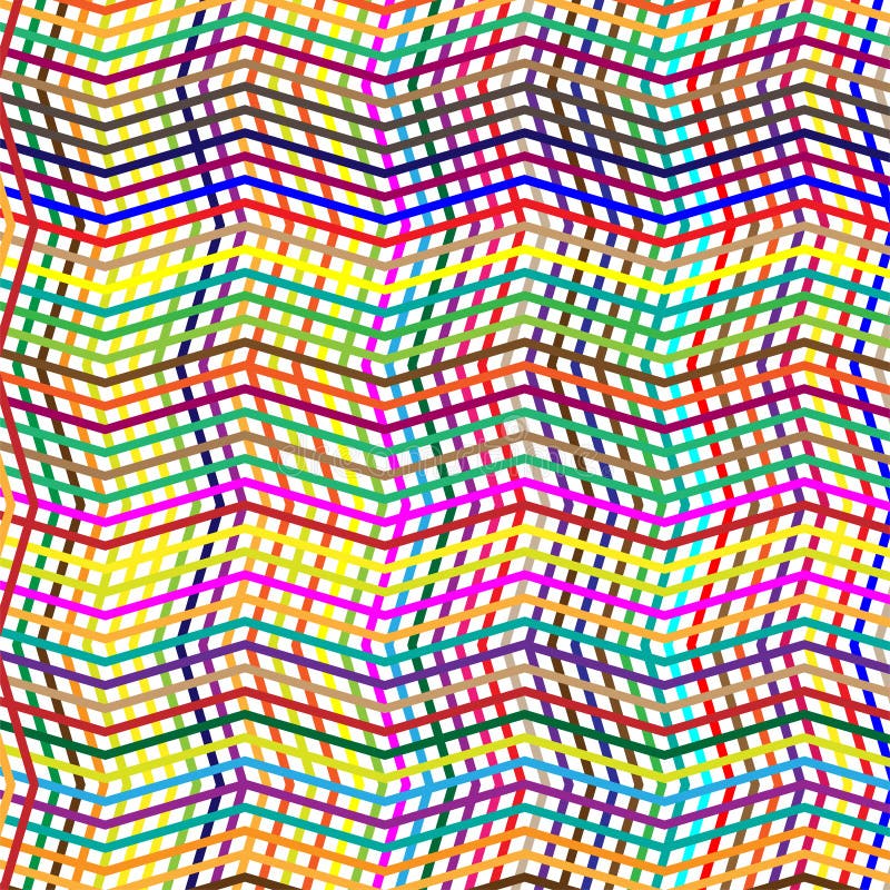 Colorful scribble, cross hatch geometric lines pattern. Intersecting zig-zag, squiggle lines multicolor background. Interlocking royalty free illustration