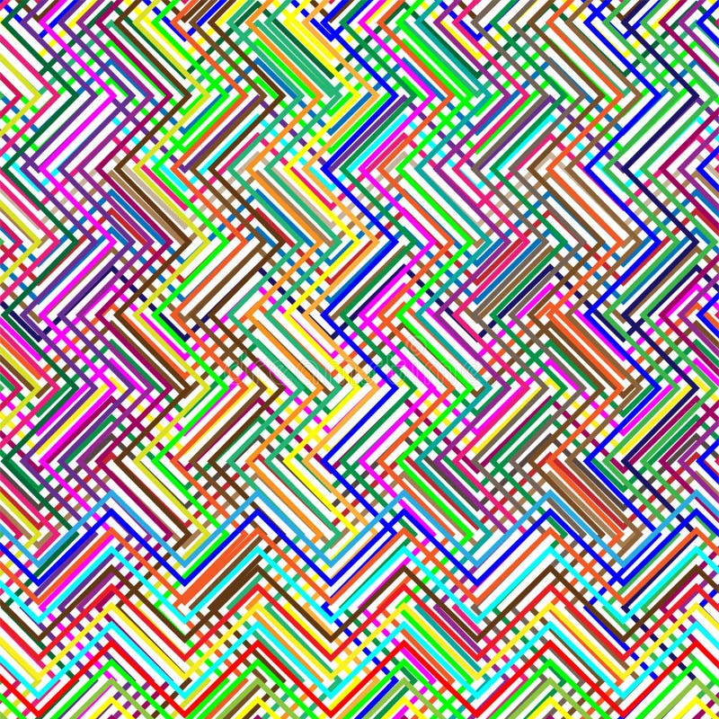 Colorful scribble, cross hatch geometric lines pattern. Intersecting zig-zag, squiggle lines multicolor background. Interlocking stock illustration