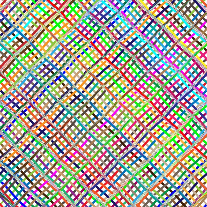 Colorful scribble, cross hatch geometric lines pattern. Intersecting zig-zag, squiggle lines multicolor background. Interlocking royalty free illustration