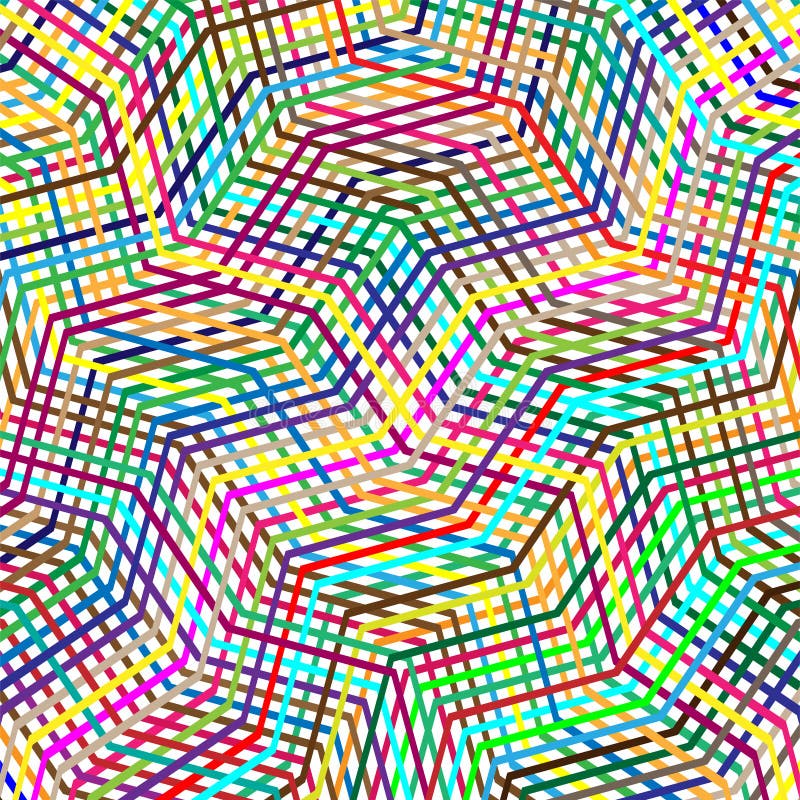 Colorful scribble, cross hatch geometric lines pattern. Intersecting zig-zag, squiggle lines multicolor background. Interlocking royalty free illustration
