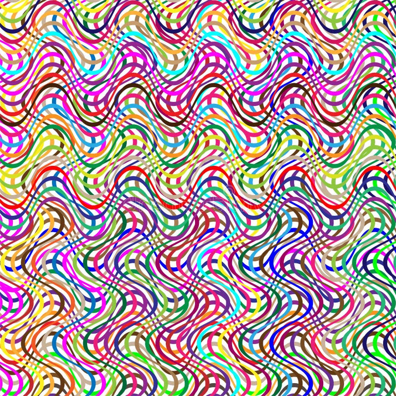 Colorful scribble, cross hatch geometric lines pattern. Intersecting zig-zag, squiggle lines multicolor background. Interlocking royalty free illustration