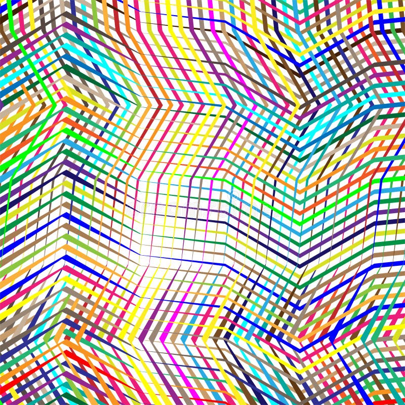Colorful scribble, cross hatch geometric lines pattern. Intersecting zig-zag, squiggle lines multicolor background. Interlocking royalty free illustration