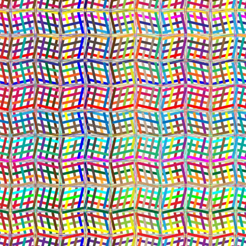 Colorful scribble, cross hatch geometric lines pattern. Intersecting zig-zag, squiggle lines multicolor background. Interlocking stock illustration