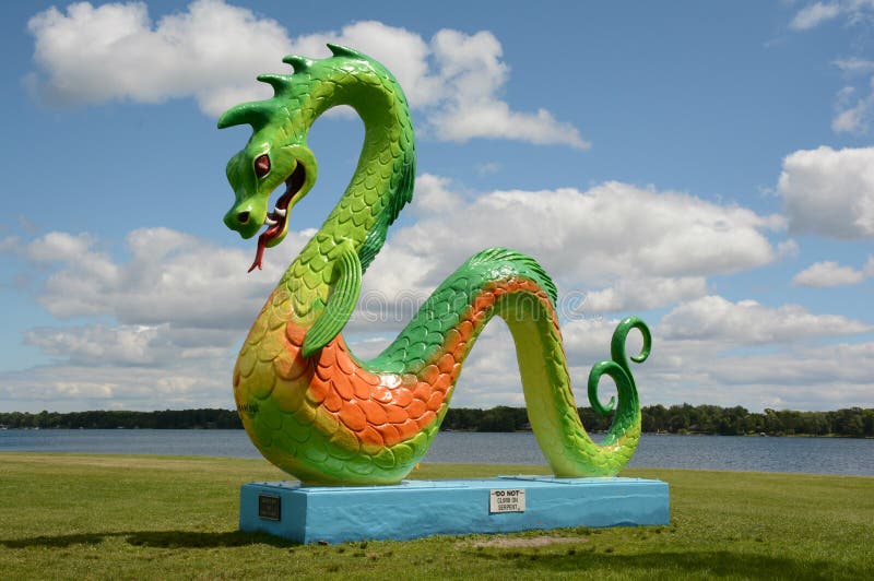 Colorful Sea Serpent Sculpture In Minnesota royalty free stock photo