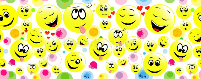 Colorful Seamless Background of Funny Smiley Faces. Stock Vector ...