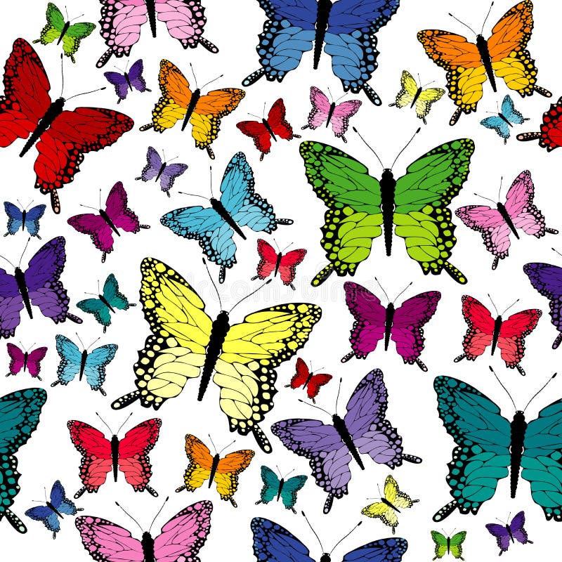 Butterflies rainbow tree stock illustration. Illustration of design ...