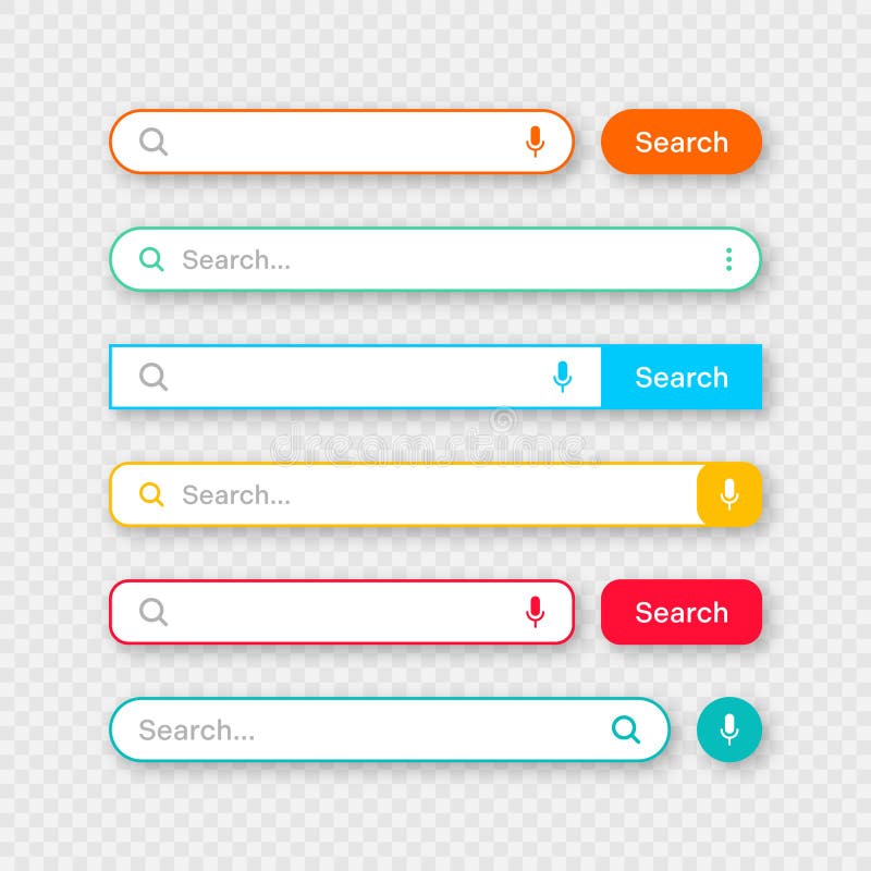 Colorful Search Bar Templates. Browser Engine with Search Box