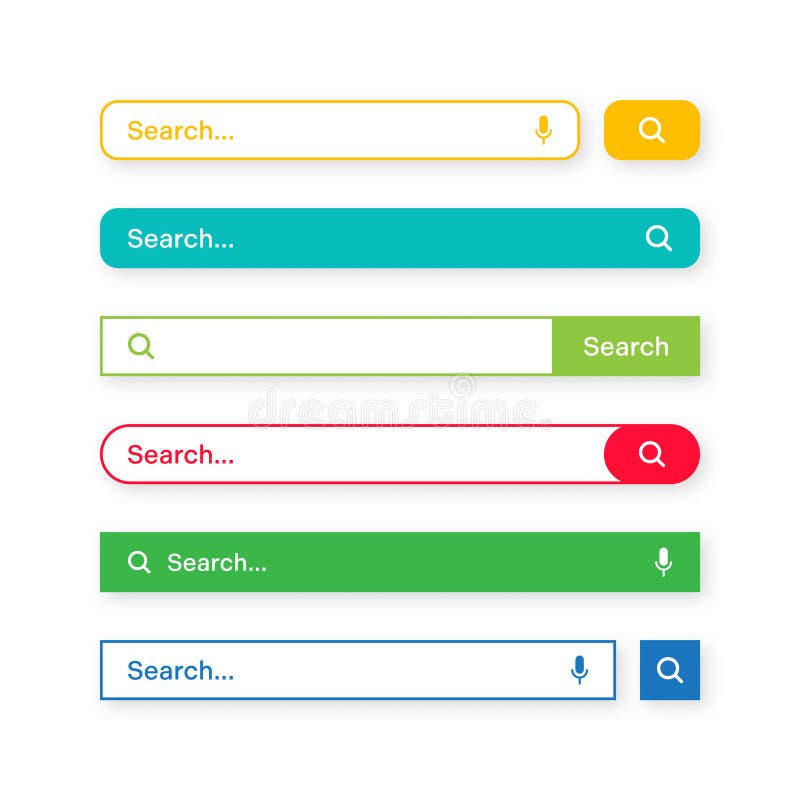 Colorful Search Bar Templates. Browser Engine with Search Box