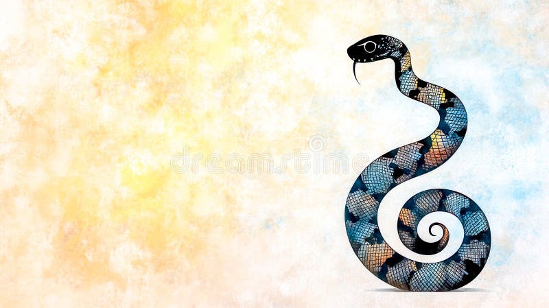 Colorful serpent coiled elegantly on textured background royalty free stock images