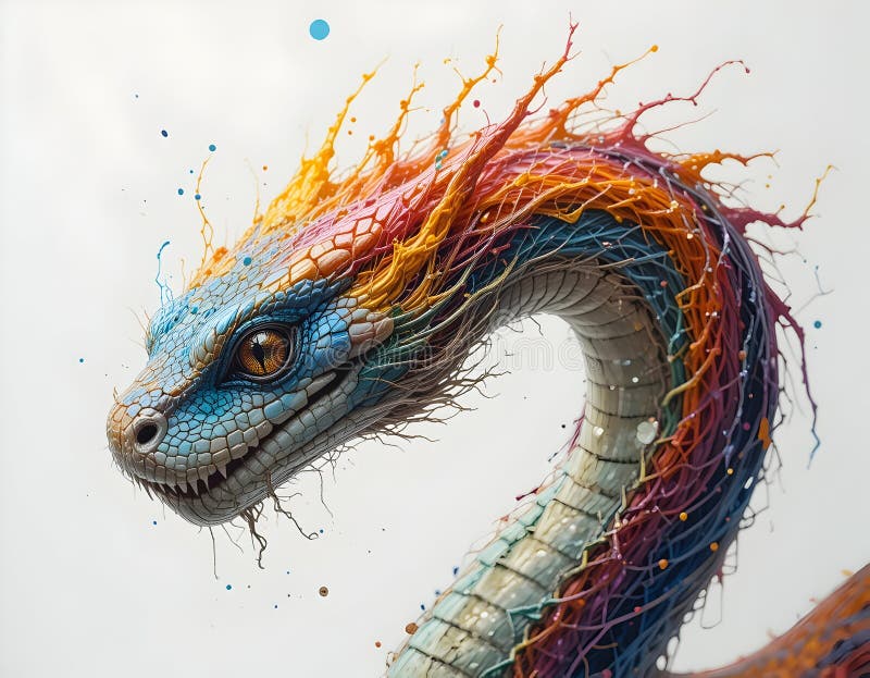 Colorful Serpent with Scale Texture and Branch Like Details royalty free stock photos