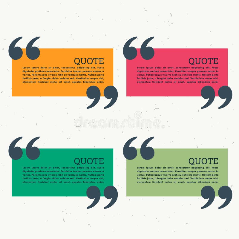 Colorful set of four quotation marks stock illustration