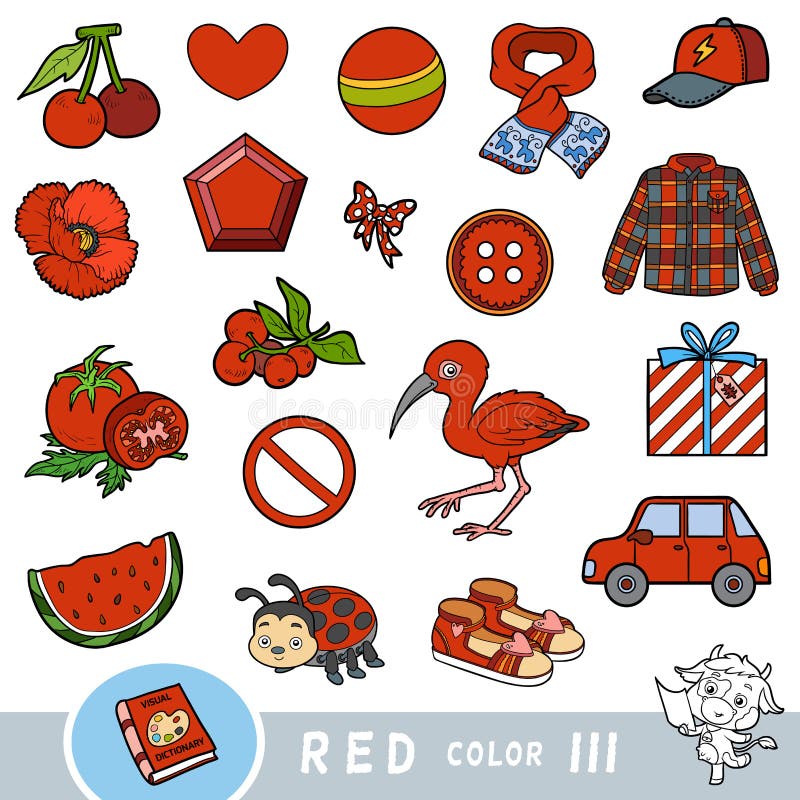 Colorful Set of Red Color Objects. Visual Dictionary for Children about the  Basic Colors Stock Vector - Illustration of activity, book: 168305838
