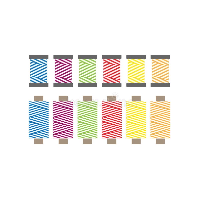 Colorful Sewing Threads on Spools Vector Set. Spool Thread Icons. Stock ...