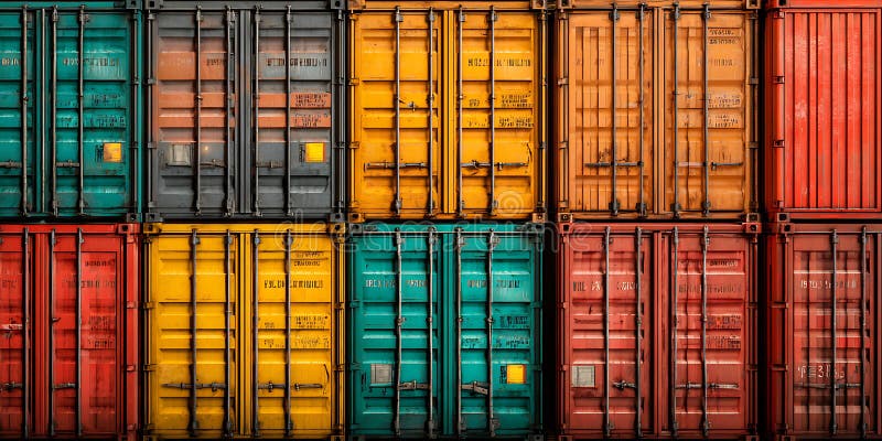 Colorful Shipping Containers Global Trade Logistics Background royalty-vrije illustratie