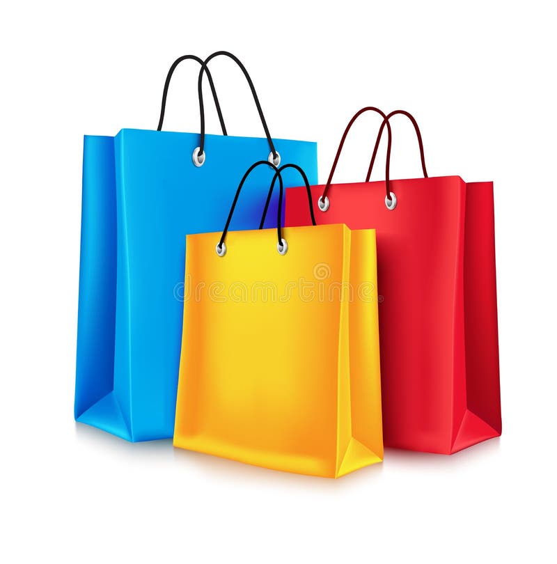 Red Shoes and Cosmetics with Colorful Shopping Bags. Concept of Stock ...