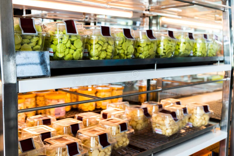 Colorful Showcase Cookies Bakery Shop Stock Image Image of cafeteria
