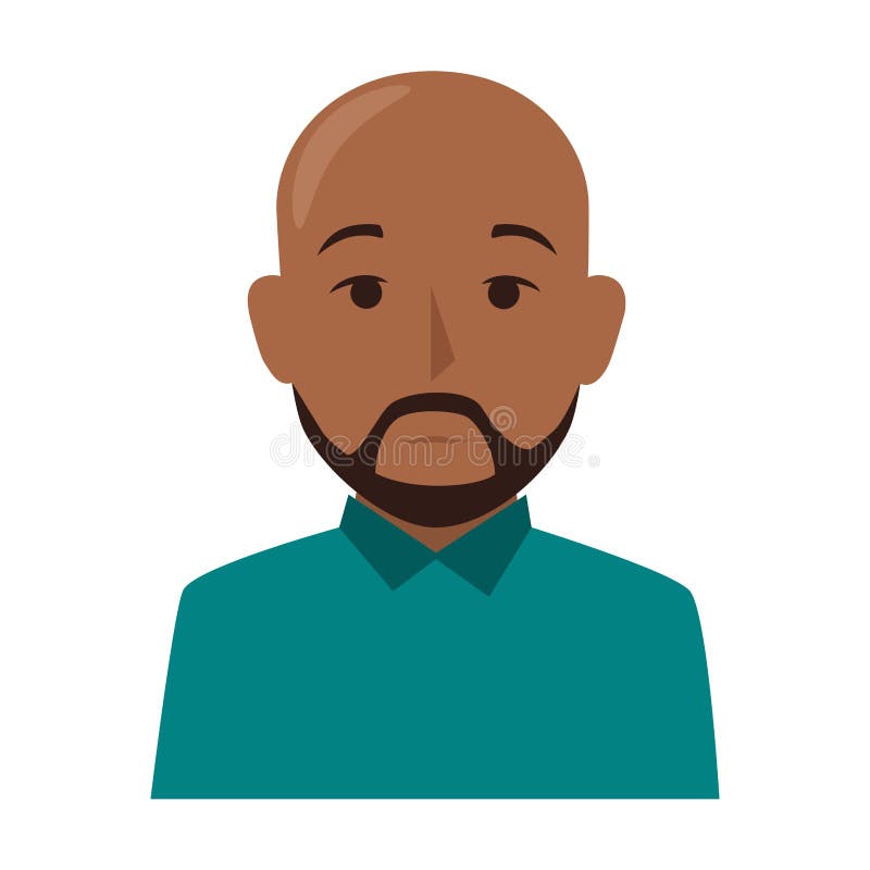 Colorful silhouette half body brunette bald man with beard. 