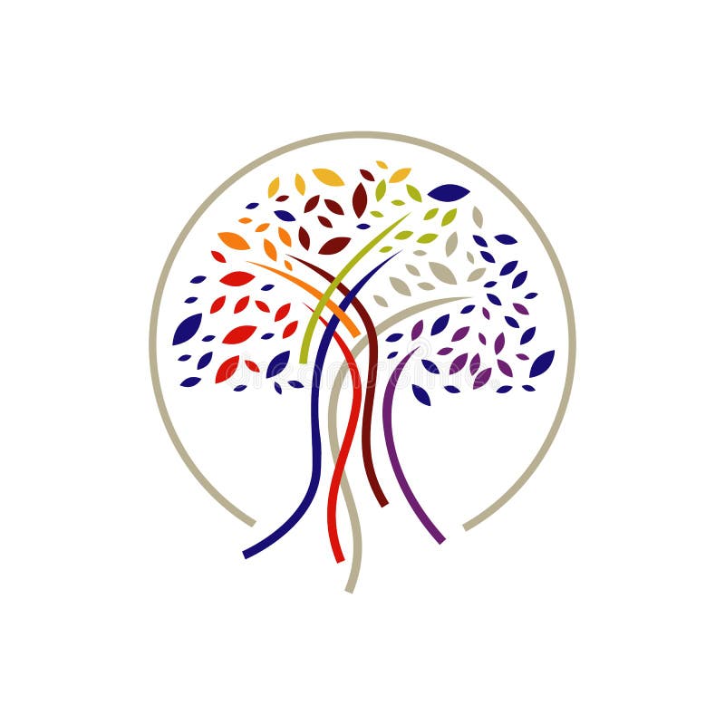 Colorful silhouette of tree logo vector design graphics element royalty free illustration