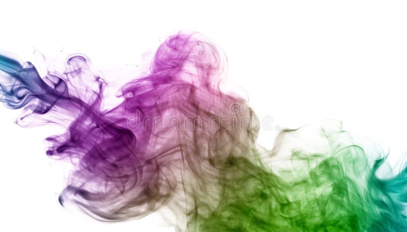 Colorful smoke creating abstract shapes on transparent background stock illustration