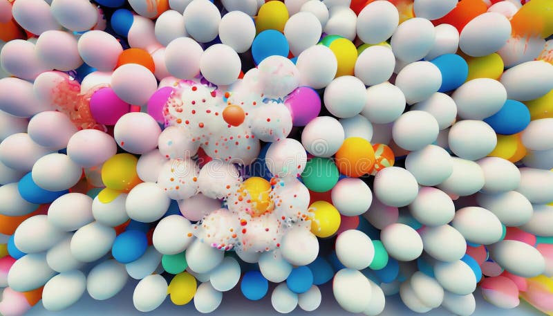 Colorful smoke explosion with balloons stock illustration