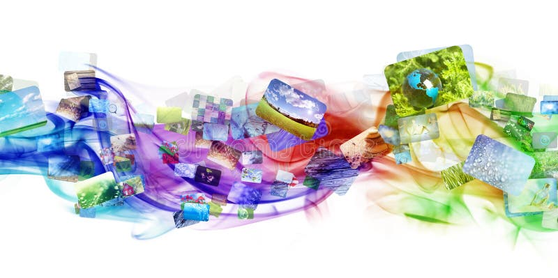 Colorful smoke with images stock illustration