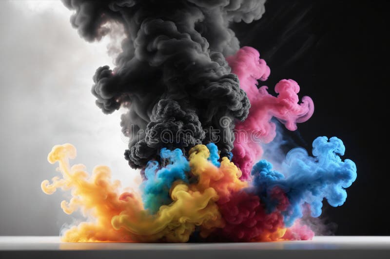 Colorful Smoke with Interesting Dramatic Backlighting on Black and
