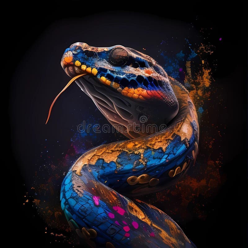 Colorful Snake, Made with Generative AI Stock Illustration
