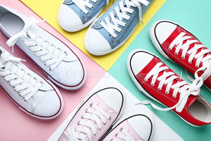 Red sneakers stock photo. Image of clothing, laces, used 93429922