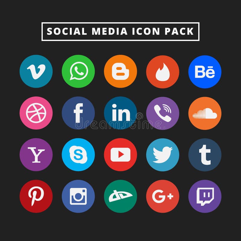 Colorful social media icon set. Flat vector design icon for web. Amazing illustration. stock illustration