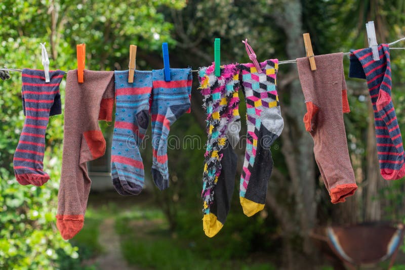 Socks on a washing line stock image. Image of sock, line 20090591