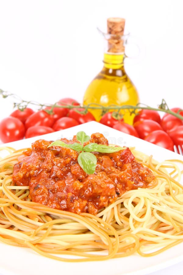 Colorful spaghetti bolognese