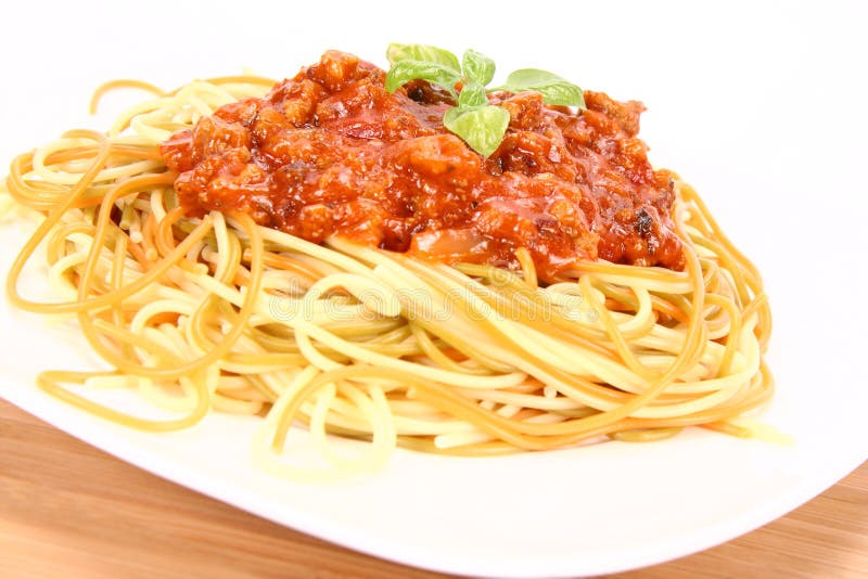 Colorful spaghetti bolognese