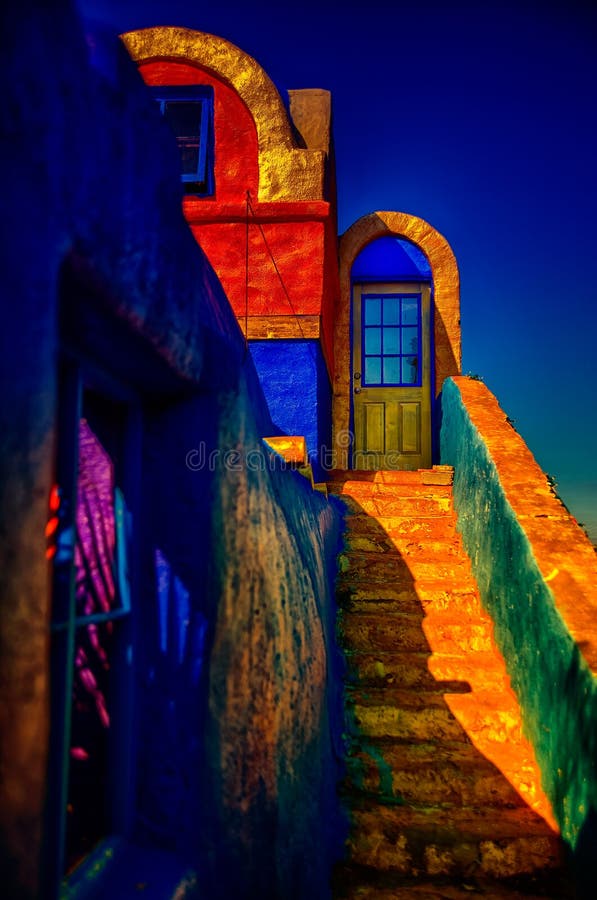 Colorful Spanish Style Architecture with Stairs