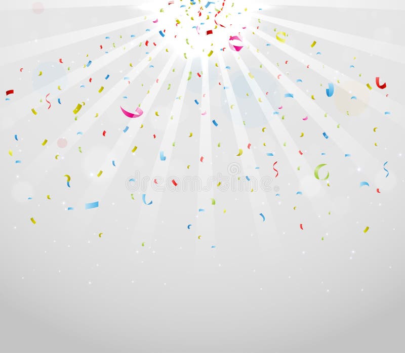 Colorful Sparkling Confetti on Gray Background Stock Vector