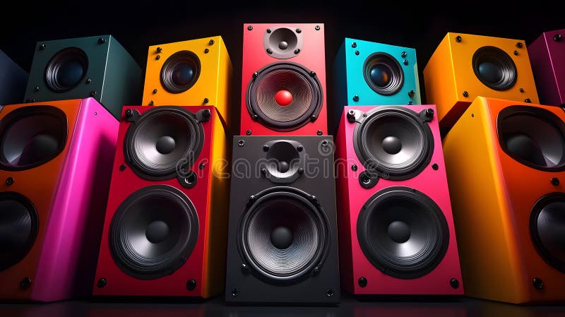 Colorful Speakers Array - Dynamic Audio Equipment Design royalty free illustration